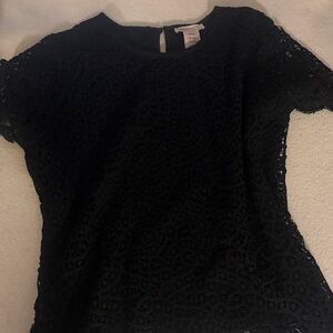 Philosophy Black Lace Short Sleeve Blouse